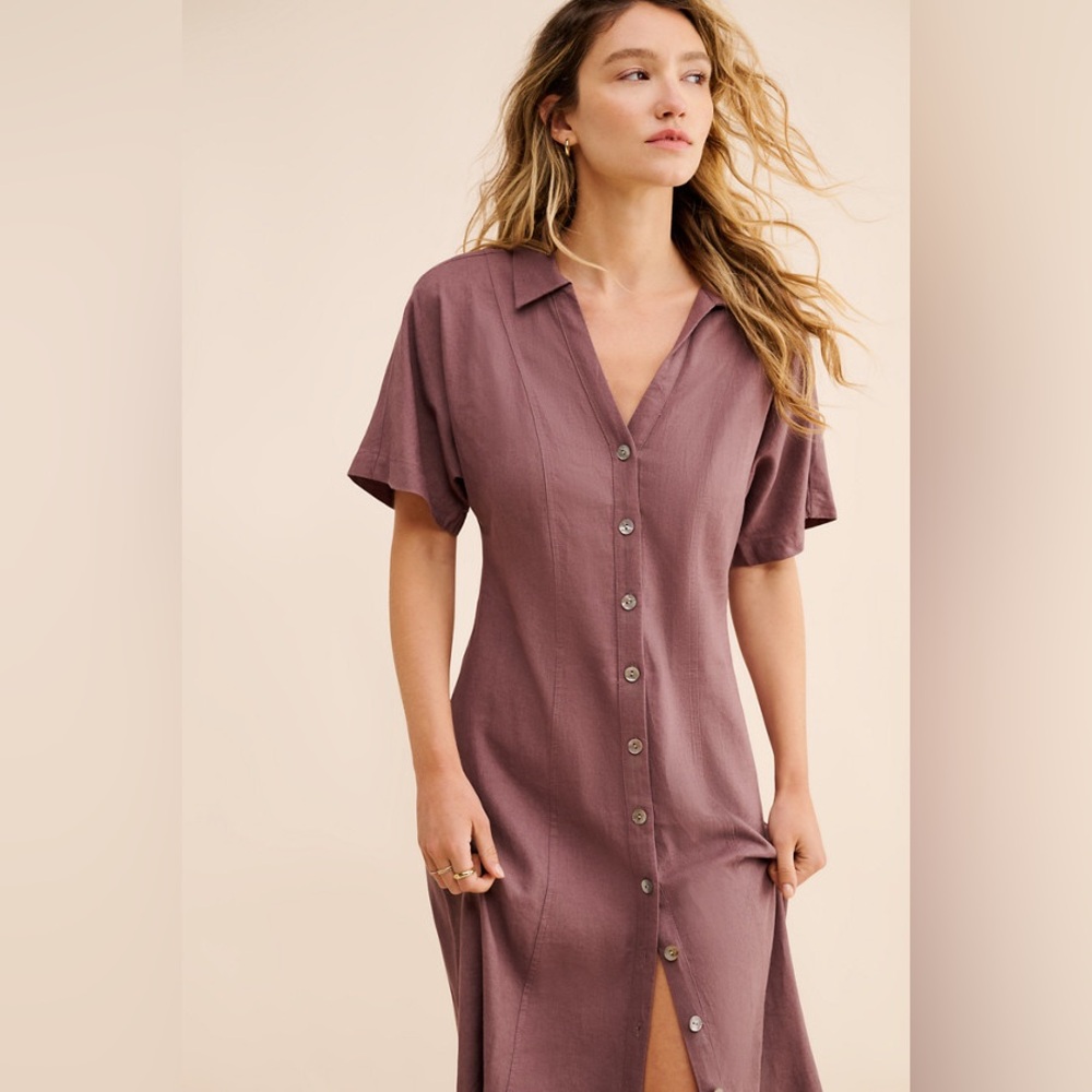 Madewell Lavender Mauve Button-Front Maxi Dress